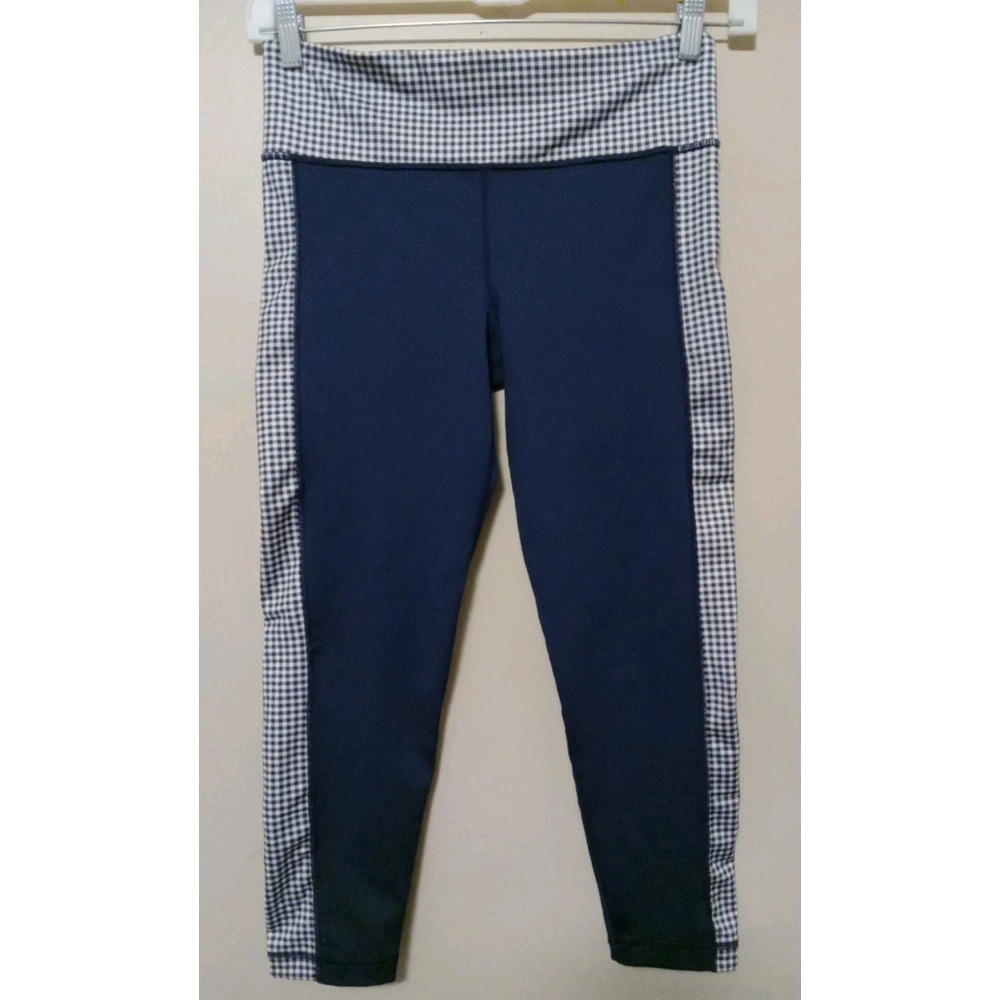 vineyard vines Performance Women Blue White Side Check Wide Band Leggings Size M